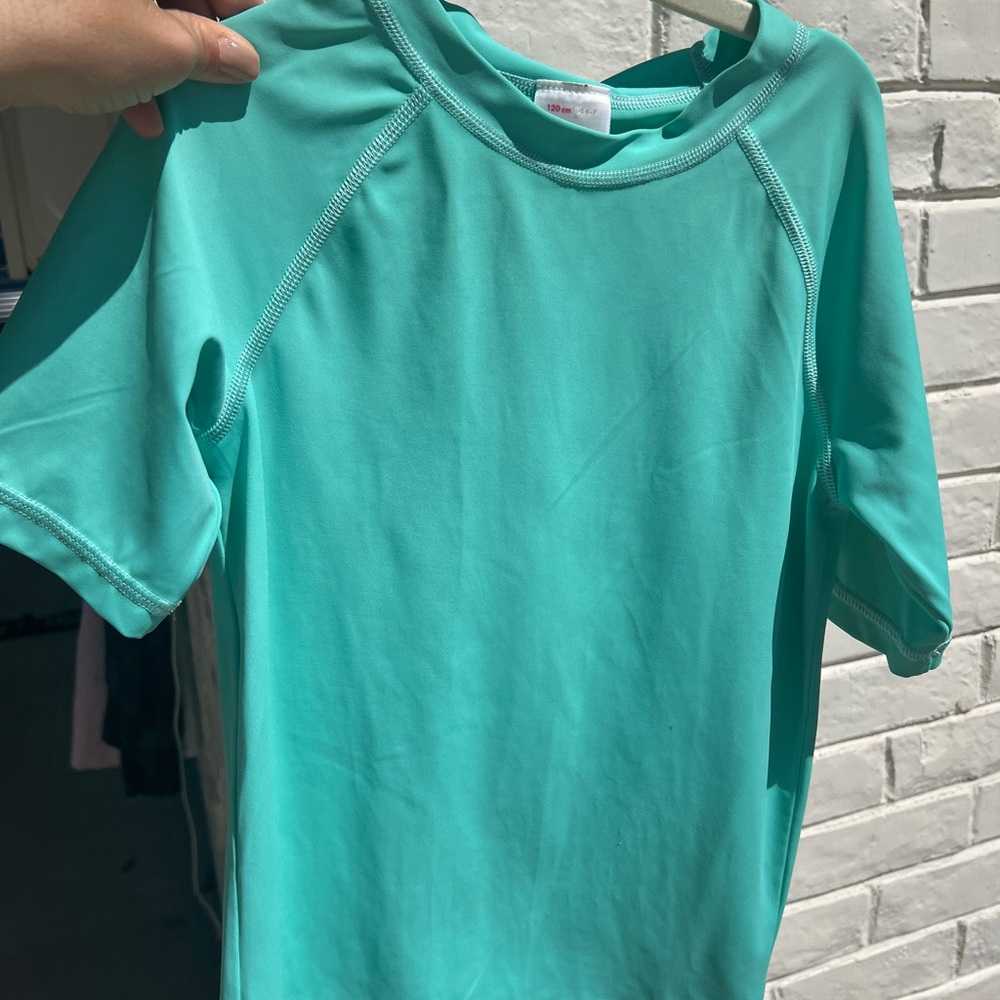 Hanna Andersson Kids Short Sleeve Rash Guard - Turquoise